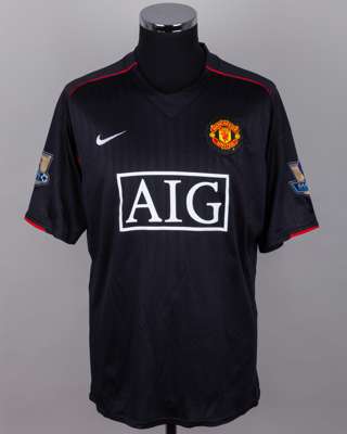 Wes Brown black No.6 Manchester United short-sleeved shirt, 2007-08
