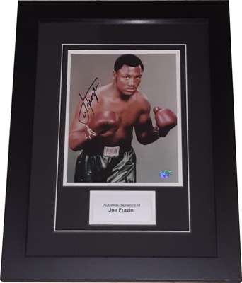 Smokin Joe Frazier signed & framed Everlast boxing glove display, 
 mounted with photo and engraved metal plaque, frame measures 27 by 20in., with COA