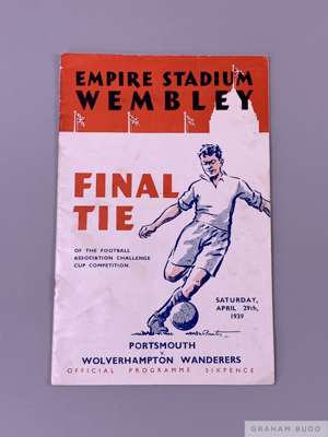 F.A. Cup Final programme Portsmouth v Wolverhampton Wanderers, played at Wembley Stadium, 29th April 1939
 24-page, rust staple marks, overall fair wi