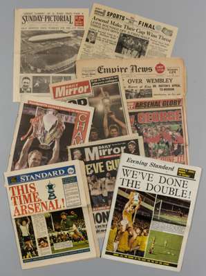 Fourteen various Arsenal related F.A. Cup final souvenir newspapers from the 1930s, 
 including Sunday Pictorial, reprint 27th April 1930, Empire News