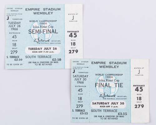 1966 World Cup an unused World Cup final and semi-final ticket
