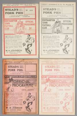 Four Northampton Town v Gillingham programmes,
 F.L. Division Three South fixtures, 21st April 1934, 19th January 1935, 31st August 1935 and 29th Marc