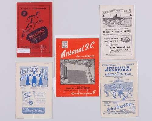 Five Leeds United away match programmes, 1950