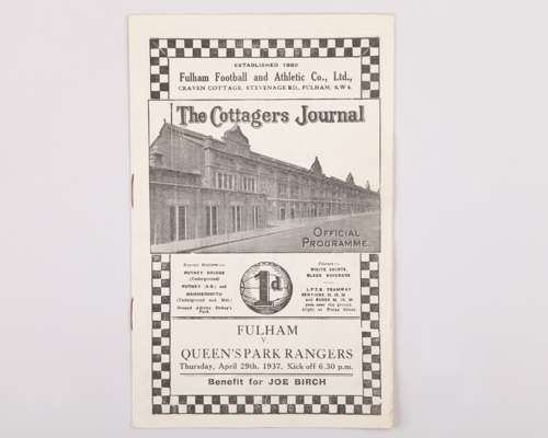A Fulham v. Queen's Park Rangers match programme, 29th April 1937
