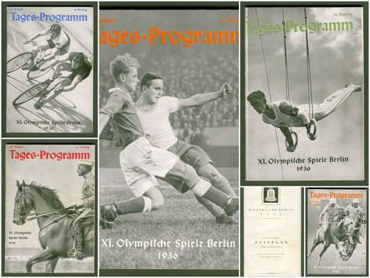 Five daily programme for the 1936 Berlin Olympic Games, August 6, 7, 10, 11 & 16; together with a printed schedule (6)