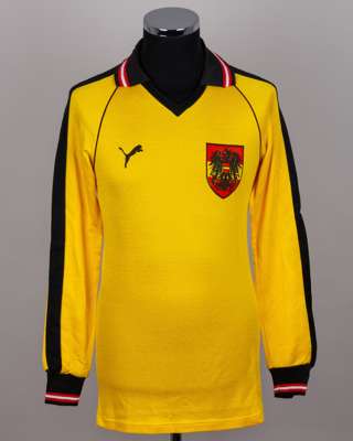 Friedl Koncilia yellow and black No.1 Austria goalkeepers shirt, 1983