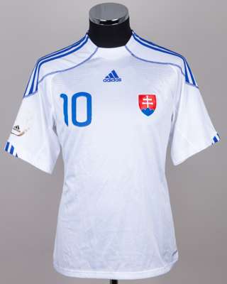 Miroslav Stoch white and blue No.10 Slovakia short-sleeved shirt, 2010