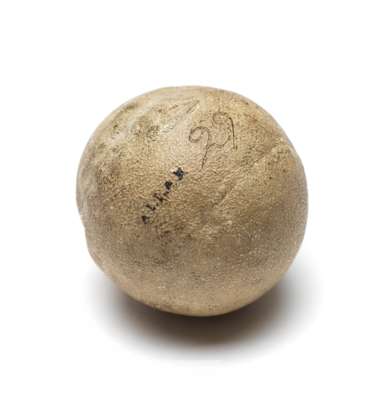 A very fine and rare mint unused ‘ALLAN’ stamped featherie ball,
 also inscribed with contemporary handwritten ‘29’ (denoting weight), with tiny pin o