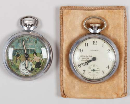 A white-metal Ingersoll 1957 F.A.Cup commemorative pocket watch