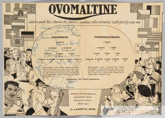 1954 World Cup programme signed by the Austria team in the Group 3 match v Czechoslovakia