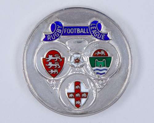 A silver and enamel Rugby League medal