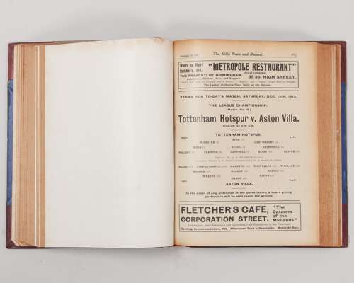 Bound volume of Aston Villa home match programmes, 1913-14