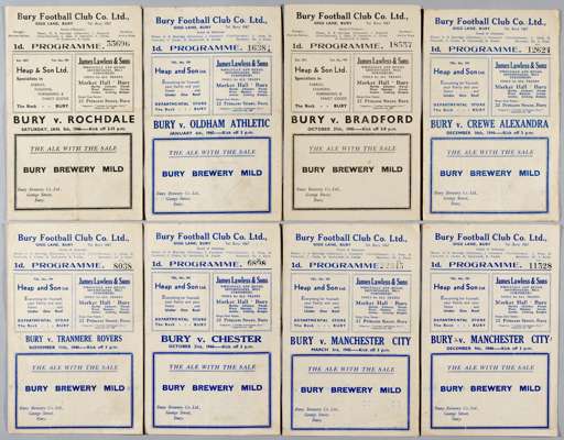 Bury FC wartime programmes, season 1944-45,
 including v Manchester City 3rd March 1945 and 9th December 1944, v Stockport City 7th October 1944, v Ch