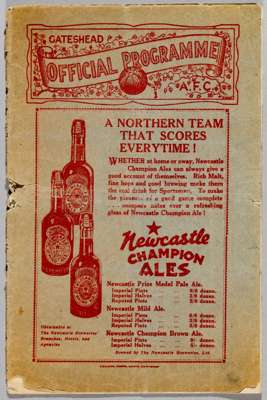Very rare Gateshead programme v Doncaster Rovers, 30th August 1930,
 first ever programme issued by Gateshead in 1929-30 season, they were known as So