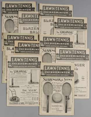A collection of ten early editions of “The Lawn Tennis and Badminton magazine, circa 1906, 
 containing interesting club and player articles and adver