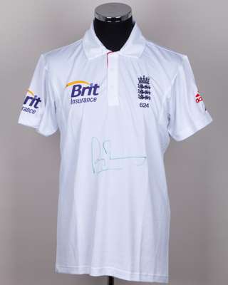 Sir Andrew Strauss Match Issued England Test Cricket Shirt 2011-12- Signed