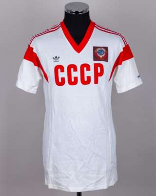 White and red No.19 USSR v. Sweden short-sleeved shirt, 1986