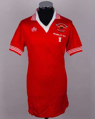 Gordon McQueen red No.5 Manchester United F.A.Cup Final match worn shirt, 1979