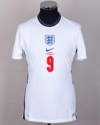 Dominic Calvert-Lewin white No.9 England v. Belgium short-sleeved shirt, 2020