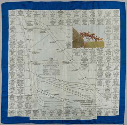 A ladies silk scarf commemorating 1933 Grand National Winner, Kellsboro' Jack and the Winners of the "Grand National" Since The Commencement, 1837, 
 