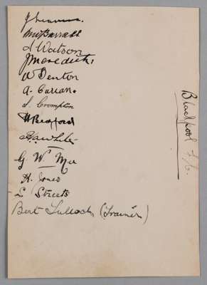 Blackpool FC 1923-24 Football League Division Two autograph album page,
 6 1/4 by 4 1/4in., bearing the original autographs of 13 members of the Black