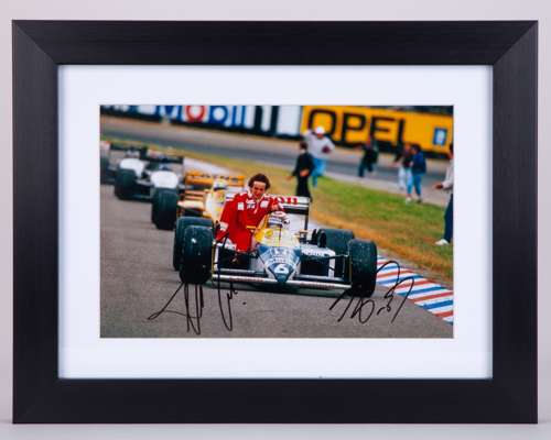 Alain Prost & Nelson Piquet Signed Williams Framed Photo