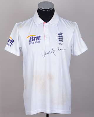 James Anderson England v. India Test series match worn autographed cricket whites, 2011