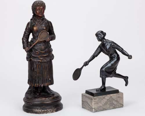 A 20th Century bronze figure of a female tennis player