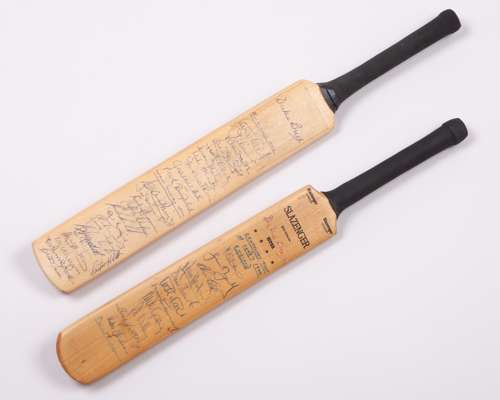 Dickie Bird England Centenary Test at Lord's 1980 autographed miniature cricket bat