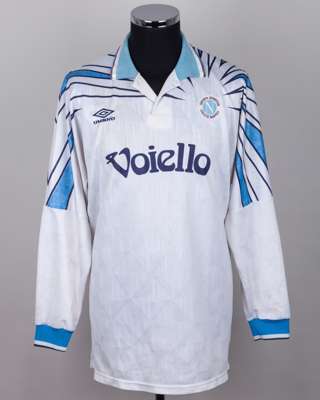 White and blue No.9 Napoli long-sleeved shirt