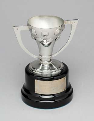 Campeonato Nacional De Liga 1st Division winners replica miniature trophy, awarded to FC Barcelona season 2009-10,
 silver-plated twin handled miniatu