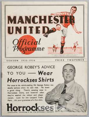 Manchester United programme issued for the Football Association England Trial match 25th March 1936, personal copy of the Preston North End goalkeeper