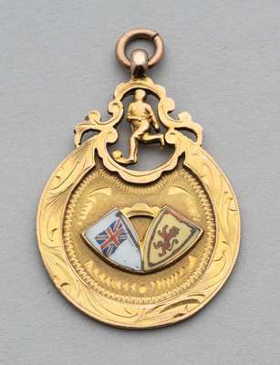 9ct gold & enamel 1930-31 Lanarkshire Cup Winner's medal awarded to Airdrieonians FC goalkeeper William Paterson,
 fully inscribed, weight 8gms., in o