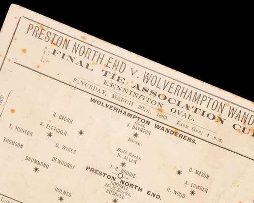 An extremely rare Wolves v. Preston 1889 F.A.Cup Final programme
