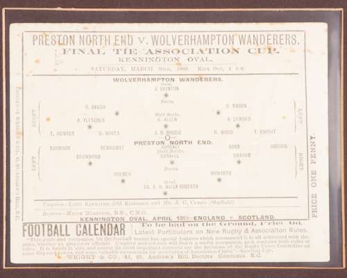 An extremely rare Wolves v. Preston 1889 F.A.Cup Final programme