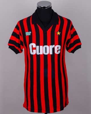 Red and black No.5 AC Milan short-sleeved shirt, 1983-84