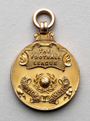 Football League Division Two championship medal awarded to Aston Villa's John Maund in season 1937-38,
 9ct gold, obverse with football in relief and 