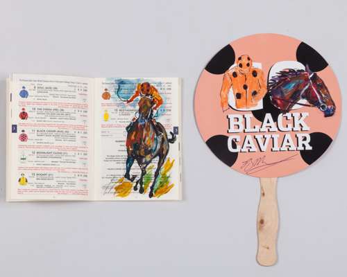 2012 Royal Ascot racecard with Jacqui Jones painting of Black Caviar signed by Peter Moody