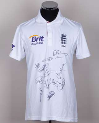 Sir Andrew Strauss Match Issued England Test Cricket Shirt 2011-12, Squad Signed