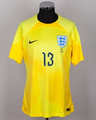Sam Johnstone yellow No.13 England v. Italy goalkeeper shirt, 2023