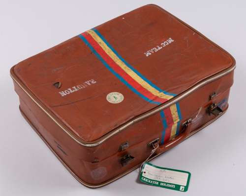 Richard Anthony Hutton brown suitcase by Arthur Barber Bradford