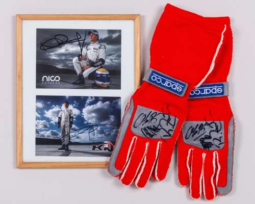 Toyota F1 Team Signed Sparco Gloves & Signed Framed Williams F1 Team Pictures