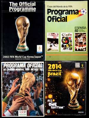 FIFA World Cup programmes 1982-2014, Spain 1982 x 2 (English/Spanish languages); Mexico 1986 x 2 (English/Spanish); Italy 1990 (Italian);  USA 1994 x 