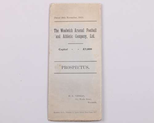 The Woolwich Arsenal Football and Athletic Company Ltd share prospectus, 26th April 1910