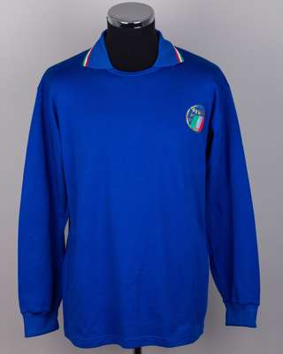 Giuseppe Giannini blue No.10 Italy v. Netherlands match worn long-sleeved shirt, 1988