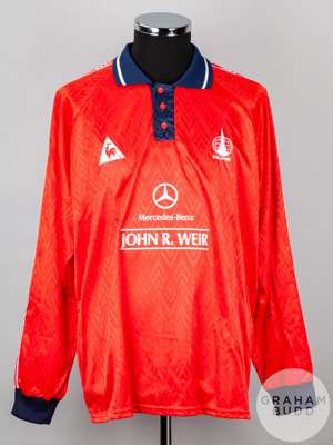 David Moss red and blue No.10 Falkirk long-sleeved shirt, 1998