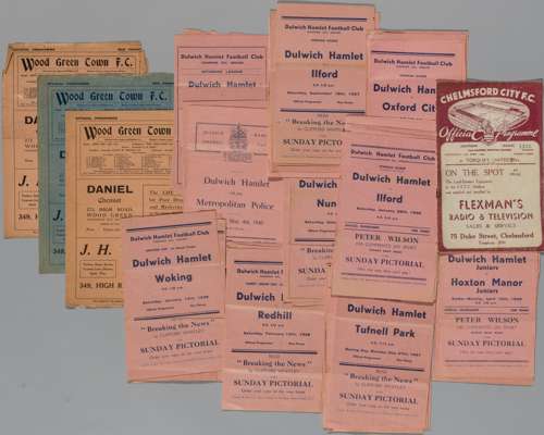 A collection of 36 pre-war Non League programmes from the 1930s,
 comprising 32 Dulwich Hamlet, 3 Wood Green and a Chelmsford City v Torquay Reserves 