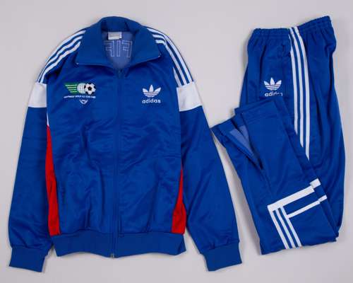 Pat Jennings blue, red and white FIFA/UNICEF All Star Game tracksuit top and bottoms, 1986