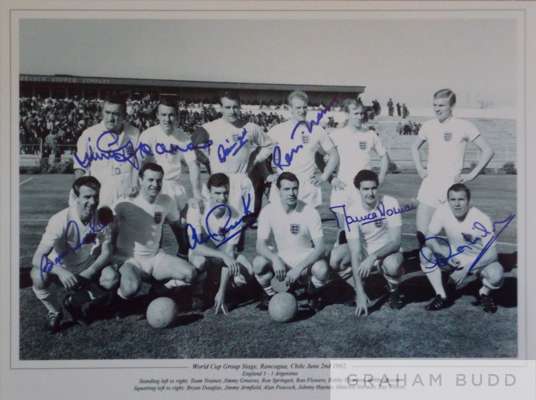England 1962 World Cup in Chile signed 16 by 12in. photograph