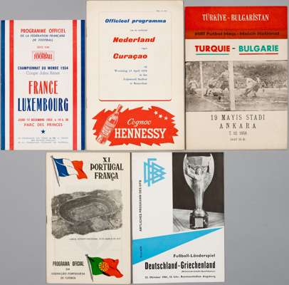Selection of overseas International football programmes, 1950s onwards,
 including France (10) v Luxembourg 17th December 1953, v Hungary 7th October 